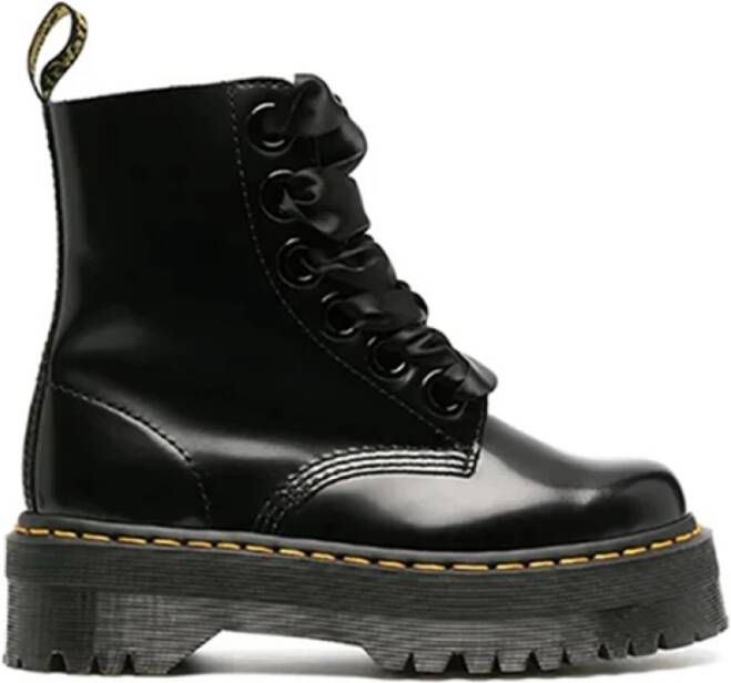 Dr. Martens Zwarte Leren Platformlaars met Decoratieve Stiksels Black Dames - Foto 7