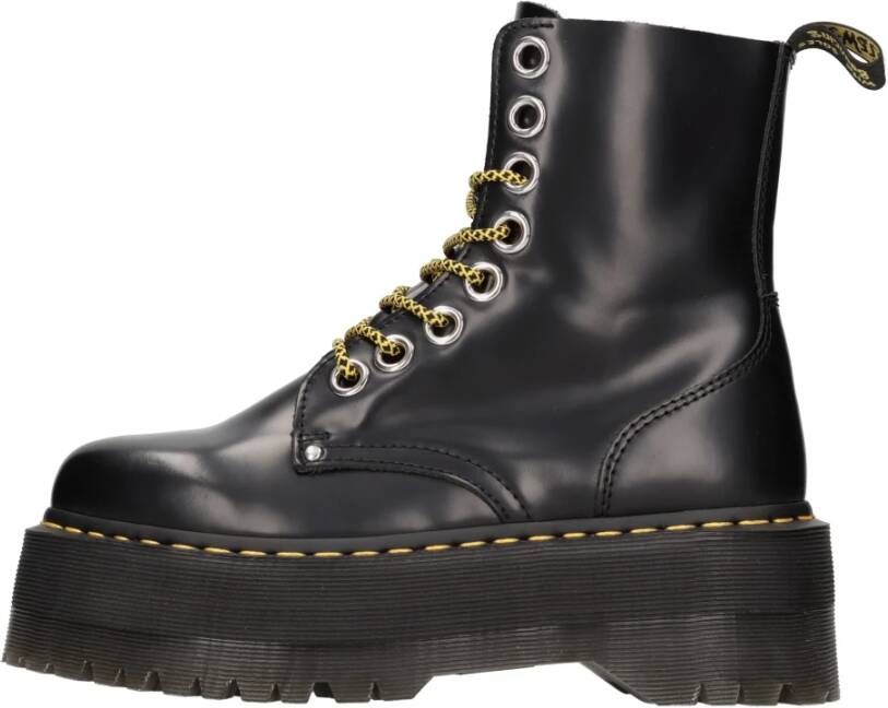 Dr. Martens Zwarte leren gevechtslaars met ritszak en 6 cm platform Black Dames - Foto 7