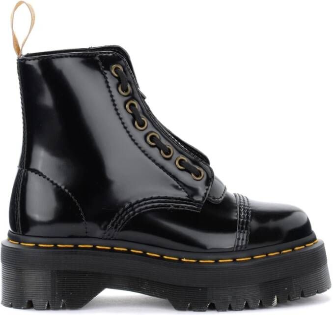 Dr. Martens Vegan Enkellaarzen met Glanzende Afwerking Black Dames