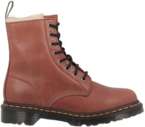 Dr. Martens Leren Dames Platte Veterschoenen Brown Dames