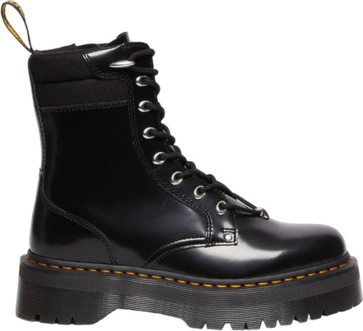 Dr. Martens Leren Enkellaarzen Street Style Rubberen Zool Vetersluiting Black Dames