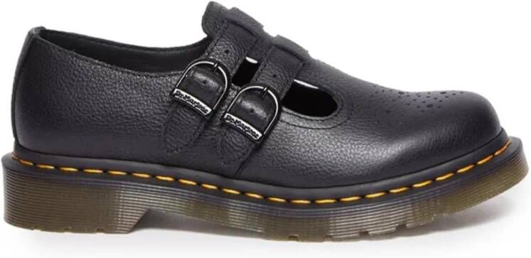 Dr. Martens Zwarte leren Mary Jane schoen met luchtkussen zool Black Dames