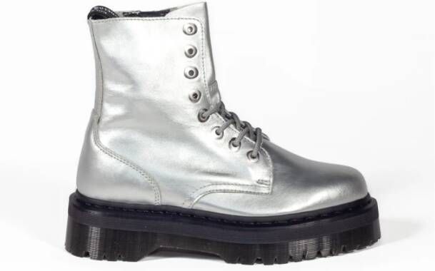 Dr. Martens Metallic Leren Plateau Laarzen Gray Heren