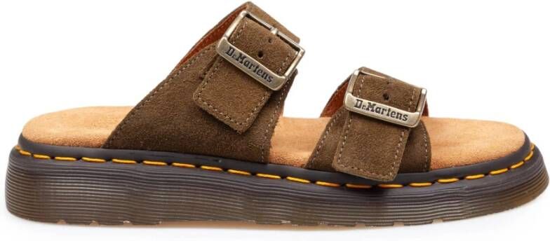 Dr. Martens Olijfgroene Suède Sandalen met Gesp