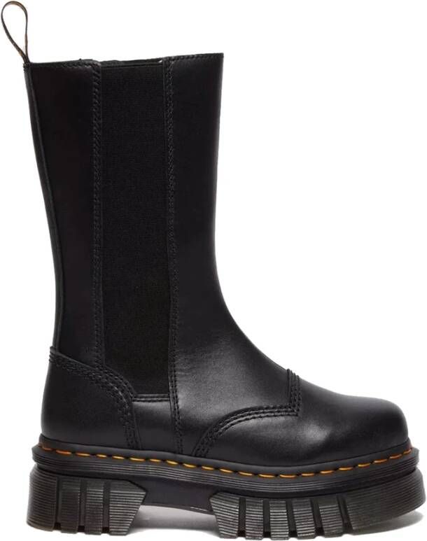 Dr. Martens Zwarte Leren Laarzen met Elastische Inzetstukken Black Dames