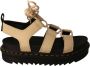 Dr. Martens Lage Leren Sandalen met Logo Hak Beige Dames - Thumbnail 2