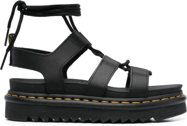 Dr. Martens Zwarte Leren Nartilla Plateau Sandalen Black Dames