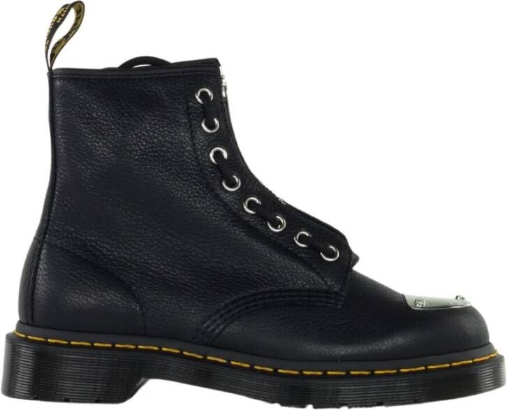 Dr martens 1460 MP laars met teenplaat Zwart Leer Biker boots Dames