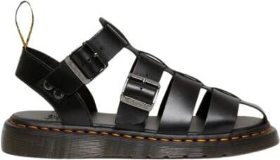 Dr. Martens Zwarte Leren Platte Sandalen Gryphon Brando Black