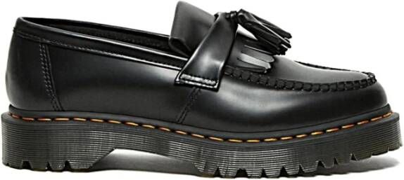 Dr. Martens Zwarte leren platte schoenen met kwastdetail Black