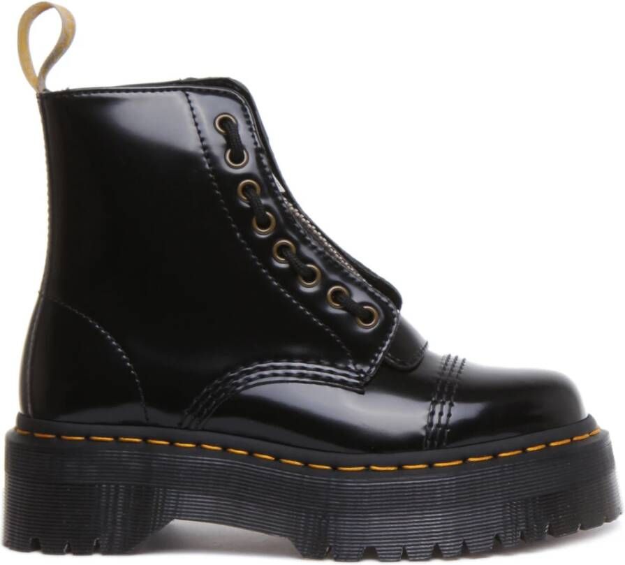 Dr. Martens Vegan Enkellaarzen met Glanzende Afwerking Black Dames