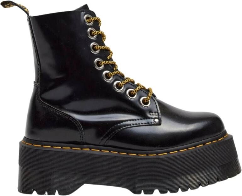 Dr. Martens Zwarte leren gevechtslaars met ritszak en 6 cm platform Black Dames - Foto 10