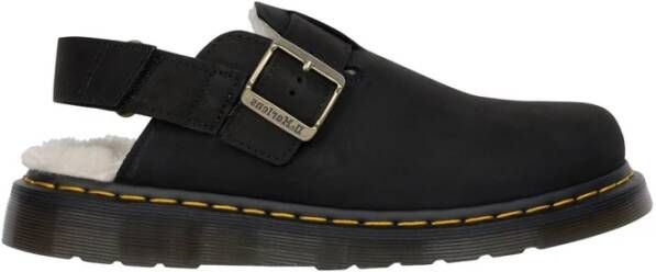 Dr. Martens Zwarte Leren Muilen met Bontvoering Black