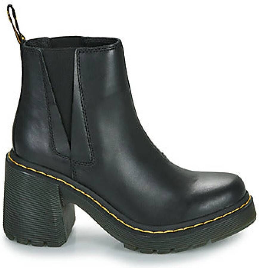 Dr. Martens Zwarte Leren Laarzen met Elastische Inzetstukken Black Dames - Foto 3