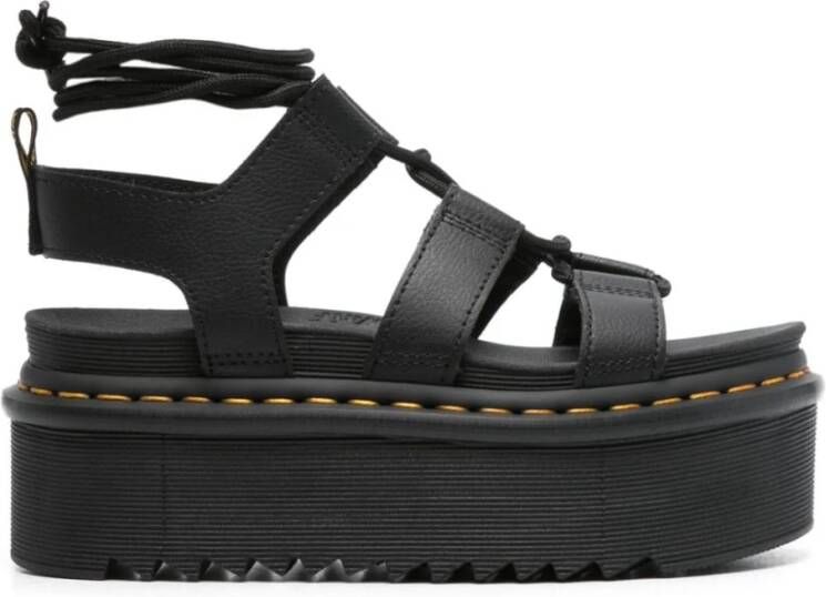 Dr. Martens Zwarte leren gladiatorsandalen Black Dames