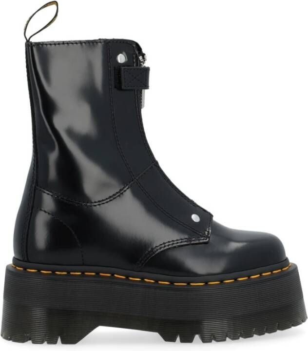 Dr. Martens Zwarte leren Jetta Max laarzen met voorrits Black Dames