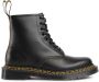 Dr. Martens Zwarte Leren Laarzen Dubbele Stiksels Gele Rand - Thumbnail 1