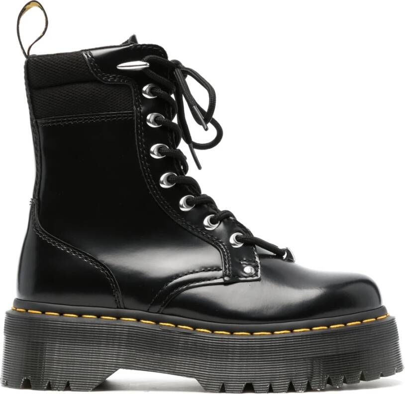 Dr. Martens Leren Enkellaarzen Street Style Rubberen Zool Vetersluiting Black Dames - Foto 2