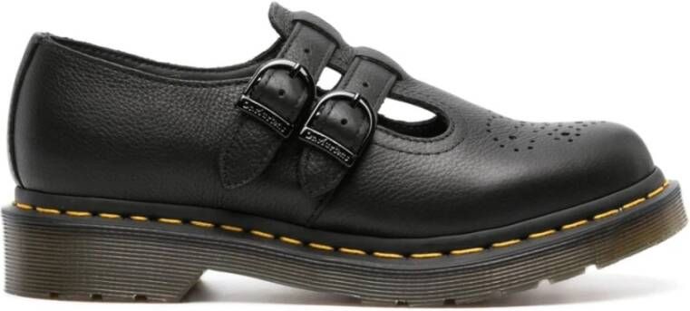 Dr. Martens Zwarte leren Mary Jane schoen met luchtkussen zool Black Dames