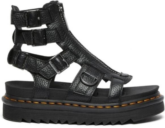 Dr. Martens Zwarte Leren Plateau Sandalen met Rits Zwart Heren