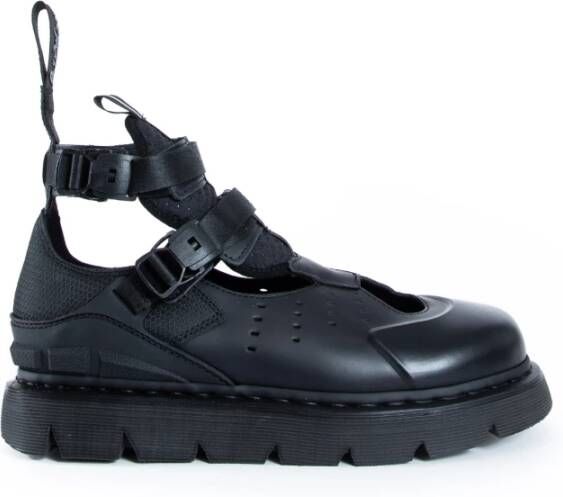 Dr. Martens Zwarte Leren Sandaal met Siliconen Neuskap