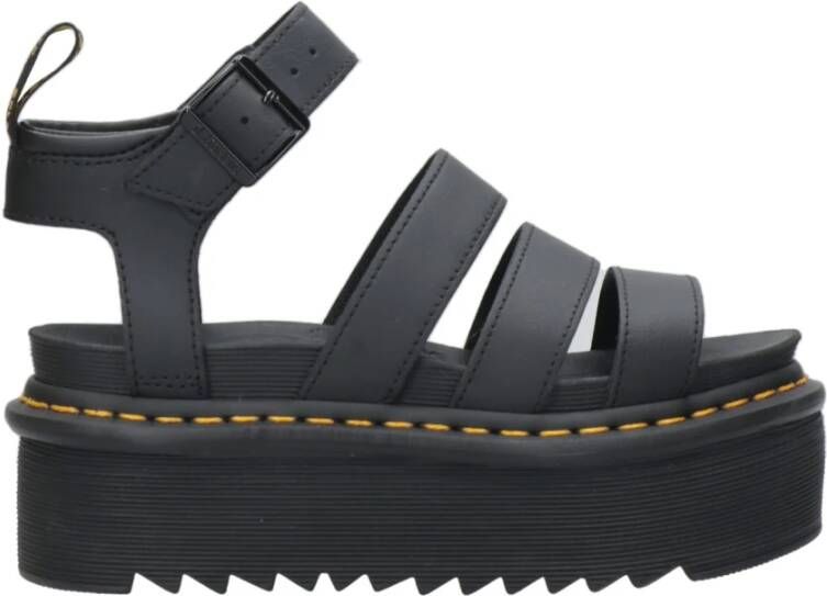 Dr. Martens Zwarte Leren Sandalen met Zebrilus Platformzool Zwart Dames