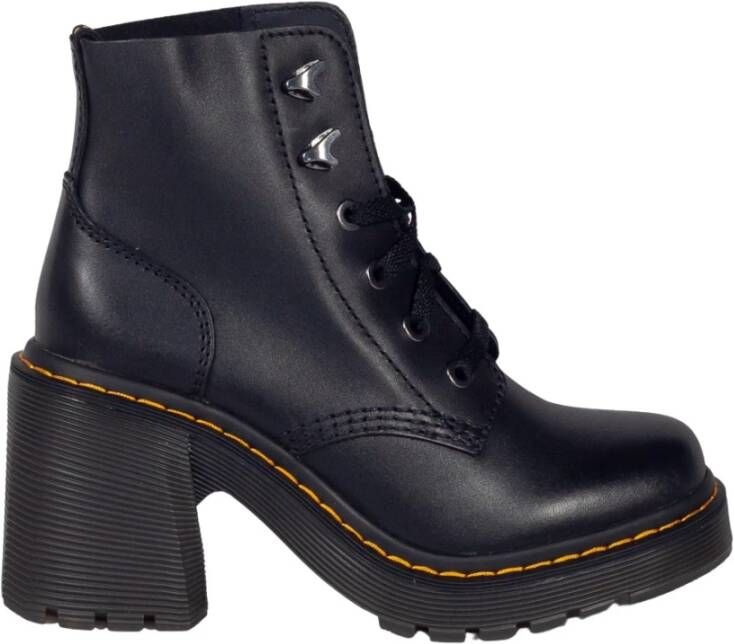 Dr. Martens Zwarte leren veterschoenen met hak Black Dames
