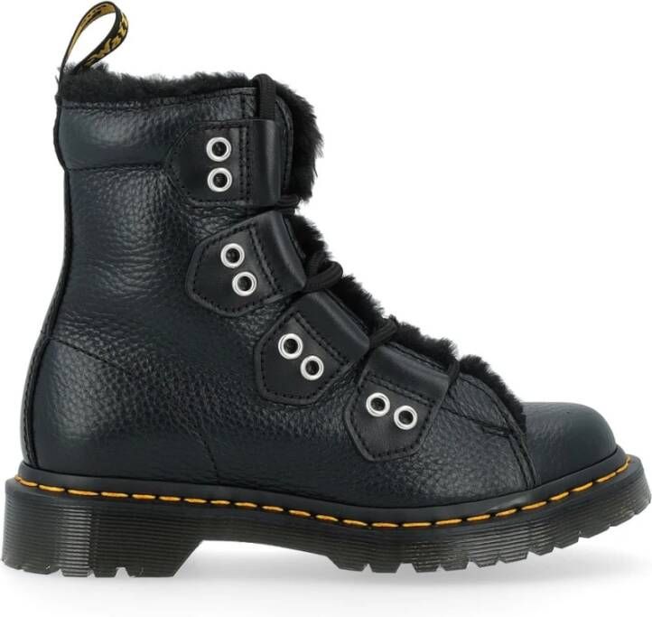 Dr. Martens Zwarte Milled Nappa Leren Laarzen Black Dames