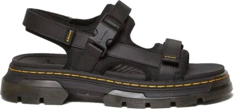 Dr. Martens Zwarte Poly Platte Sandalen voor Mannen Black Heren