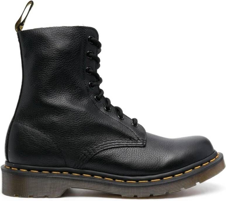 Dr. Martens Zwarte Schoenen met Contraststiksels en Veters Black Dames