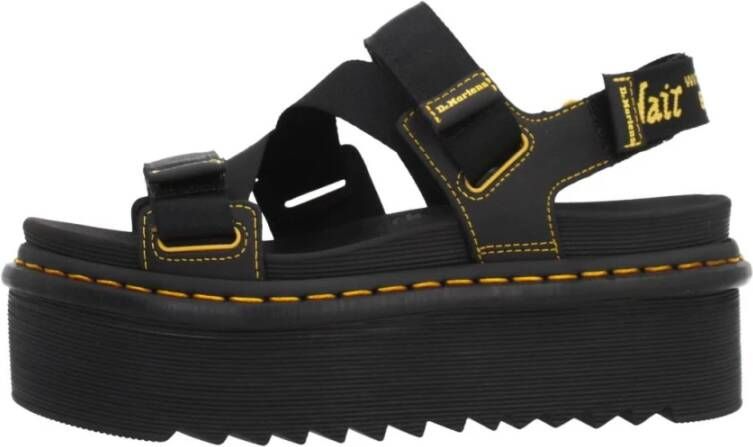 Dr. Martens Zwarte Webbing Platte Sandalen Black Dames