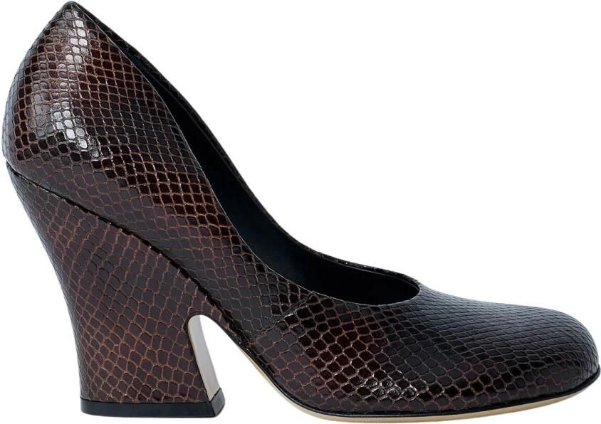Dries Van Noten Python-Embossed Leather Wedge Pumps