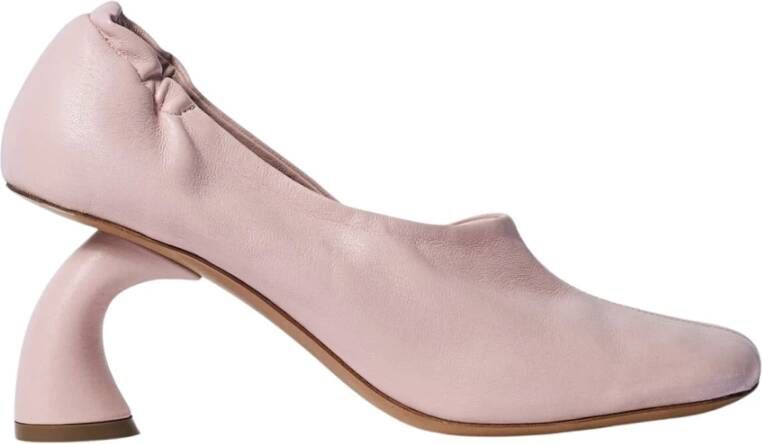 Dries Van Noten Gebogen Hak Leren Pumps Pink Dames