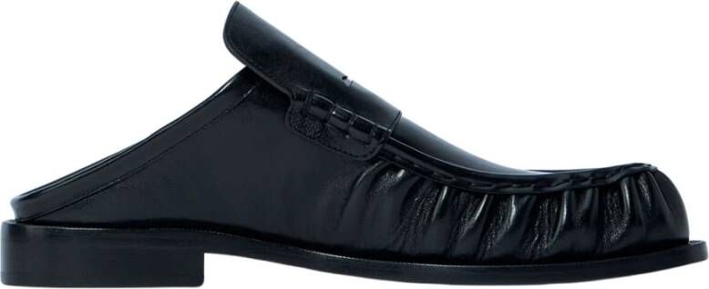Dries Van Noten Leren Loafer Muiltjes Vierkante Neus Open Achterkant