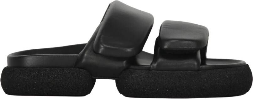 Dries Van Noten Leren Rubber Slippers met Velcro Band