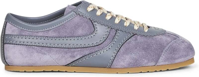 Dries Van Noten Low-Top Sneakers Low-Profile Sneakers With Suede And Leather Accent in paars