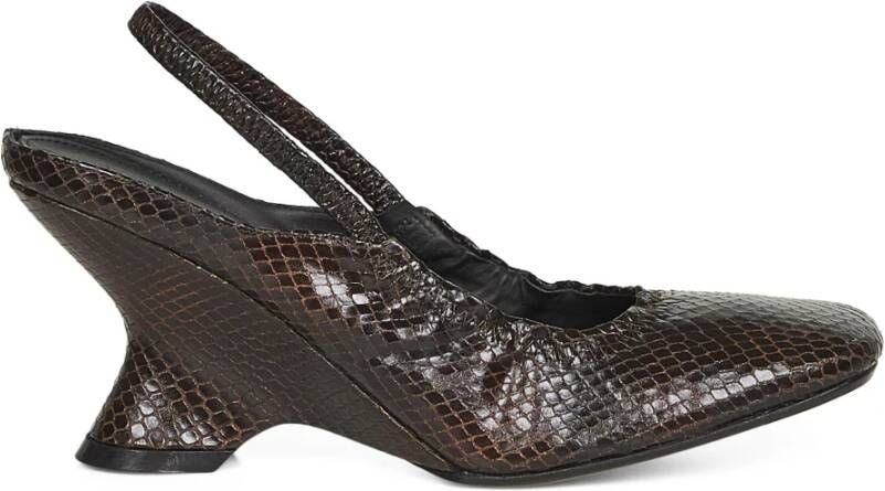 Dries Van Noten Sandalen met Sleehak van Hagedis-geprint Leer