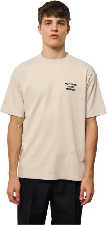 Drole de Monsieur Beige T-shirt met sloganprint