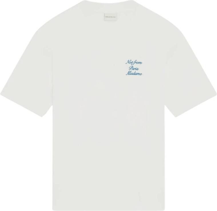 Drole de Monsieur Cursieve Slogan T-shirt Wit