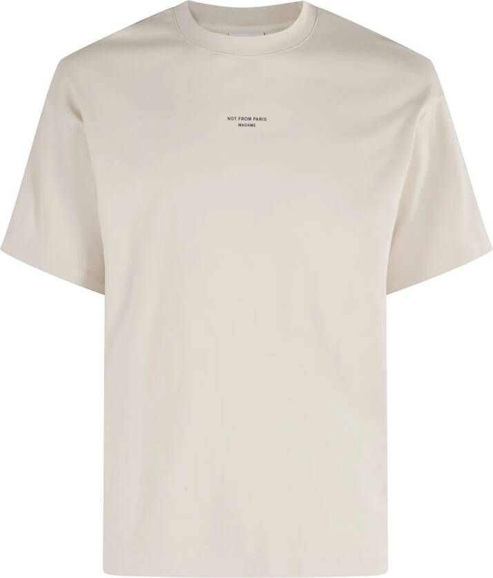 Drole de Monsieur Klassiek Slogan T-shirt in Mastic Kleur