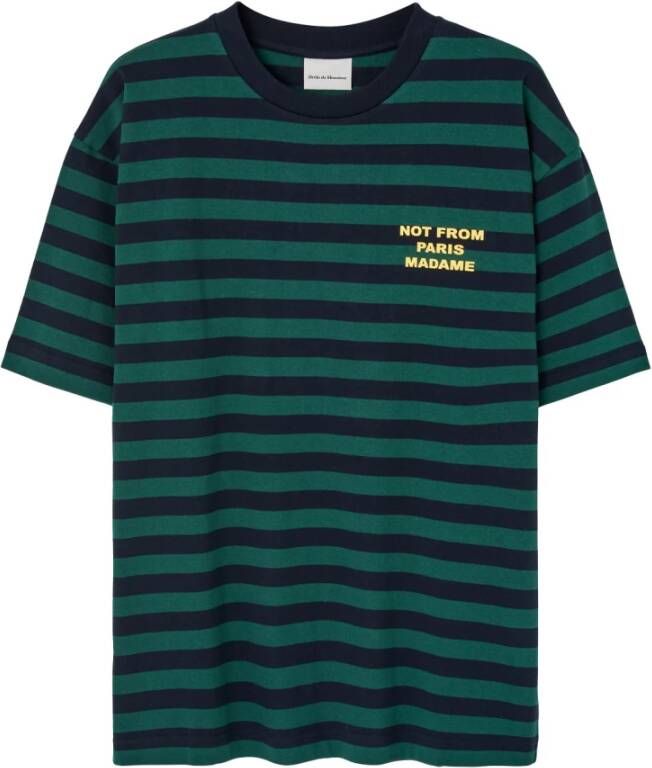 Drole de Monsieur Le T-Shirt Slogan Rayé