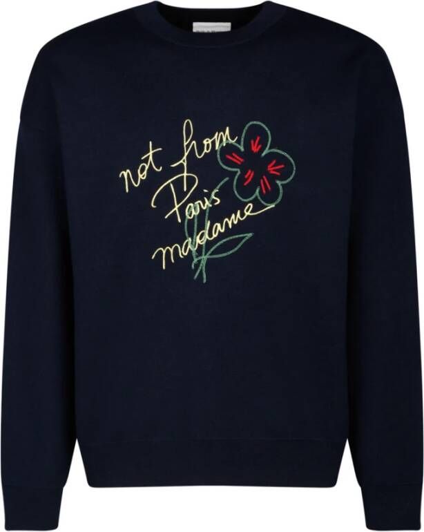 Drole de Monsieur Navy Sweatshirt met Slogan Print