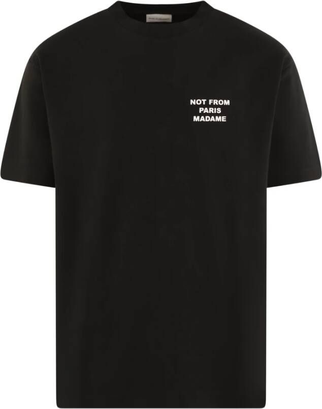 Drole de Monsieur T-shirt met slogan en geribbelde halslijn