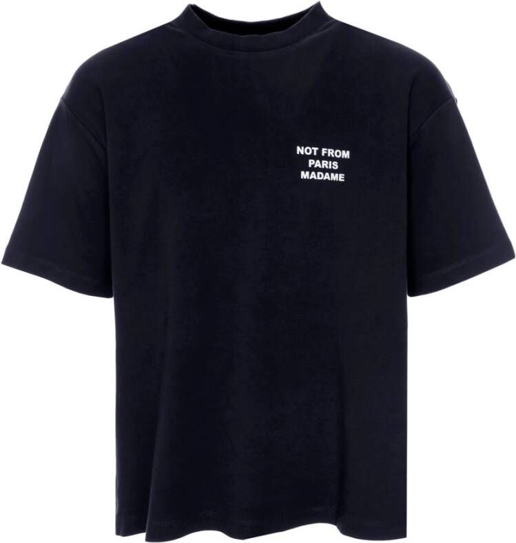 Drole de Monsieur Blauw T-shirt met Sloganprint en Ronde Hals