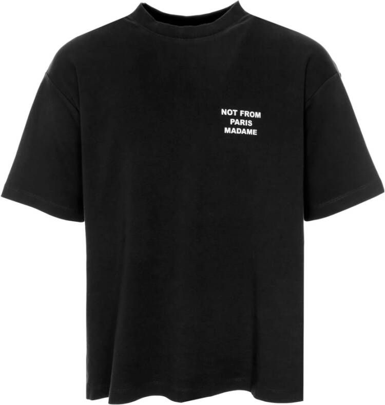 Drole de Monsieur T-shirt met slogan en geribbelde halslijn