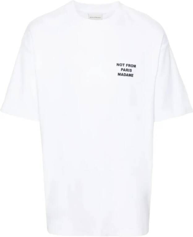 Drole de Monsieur T-shirt met sloganprint wit