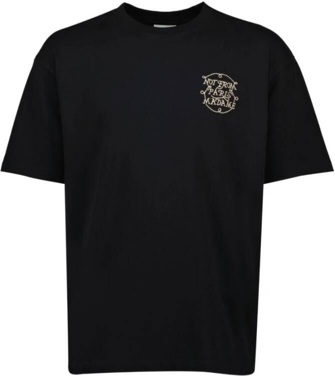 Drole de Monsieur Zwarte Slogan Print T-shirt Vignes