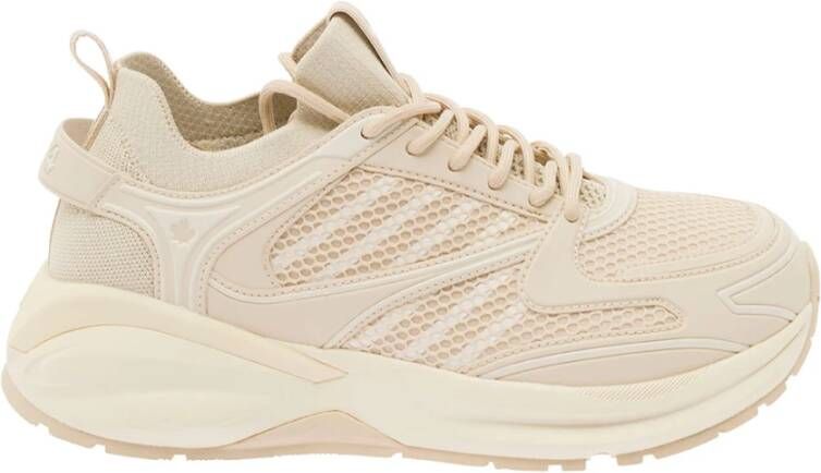 Dsquared2 Ecru Cream Panelled Low-Top Sneakers Beige