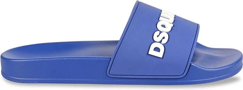 Dsquared2 Blauwe Rubberen Sandalen 3D Logo Blue Heren