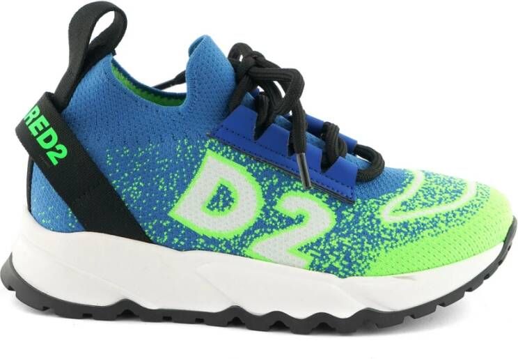 Dsquared2 Blauw Groene Sneaker met Unieke Stofdetails Blue Dames